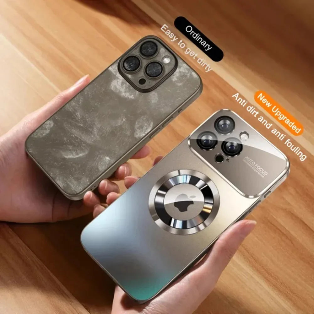 Luxury Glass Camera For Magesafe Magnetic Wireless Charge Case For iPhone 17 16 13 14 15 12 18 Pro Max Air Plus Shockproof Cover