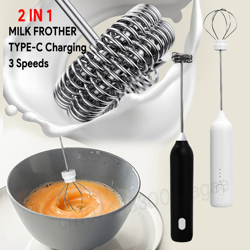 Electric Milk Frother & Egg Beater – Wireless, USB-C