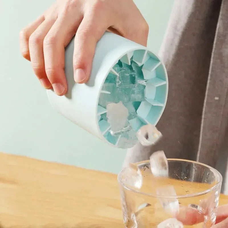 Silicone Ice Cube Mold – Round Cylinder with Lid