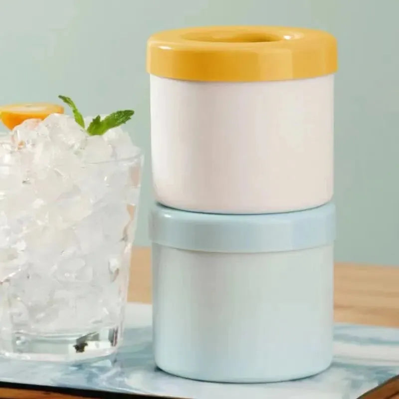 Silicone Ice Cube Mold – Round Cylinder with Lid
