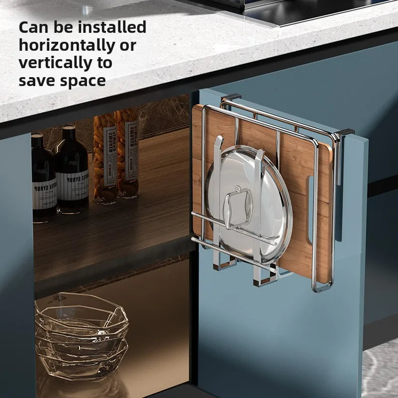 o-Drill Cabinet Organizer - 304 Stainless Steel 2-Tier Storage Rack for Cutting Boards, Towels and Cup Organization