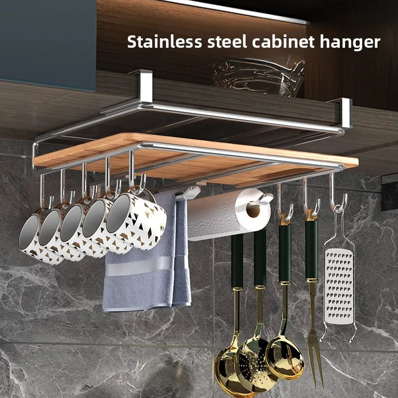 o-Drill Cabinet Organizer - 304 Stainless Steel 2-Tier Storage Rack for Cutting Boards, Towels and Cup Organization