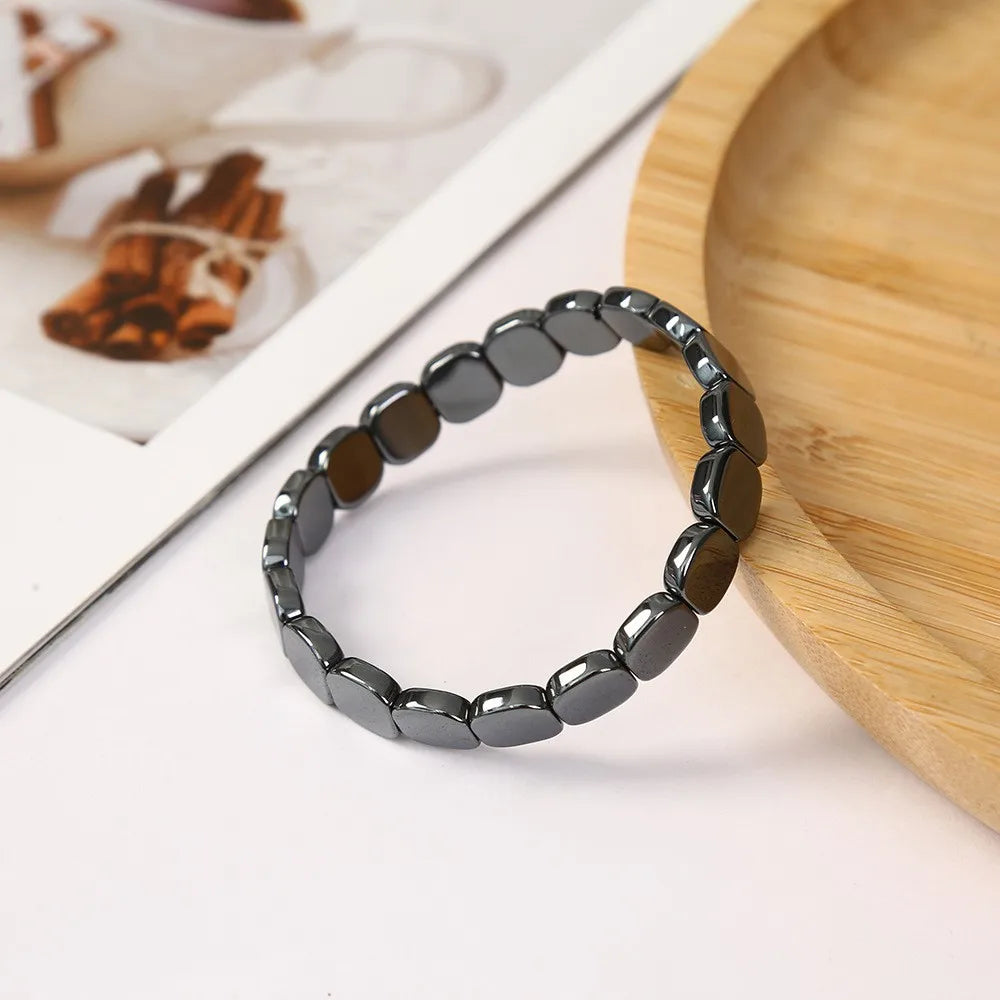 Healing Bracelet Healing Black Gallstone Bracelet Hematite Bracelet Elastic For Workplace Everyday Life Gift For Men