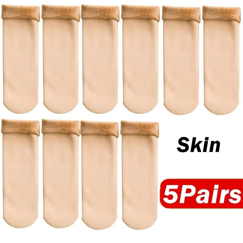 Female Winter Fleece Thick Warm Socks Soft Comfortable Solid Color Home Floor Thick Stocking Soft Boots Sleeping Socks