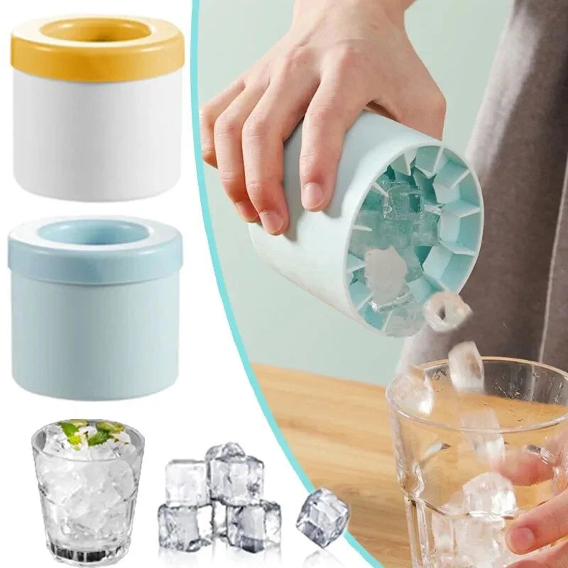 Silicone Ice Cube Mold – Round Cylinder with Lid