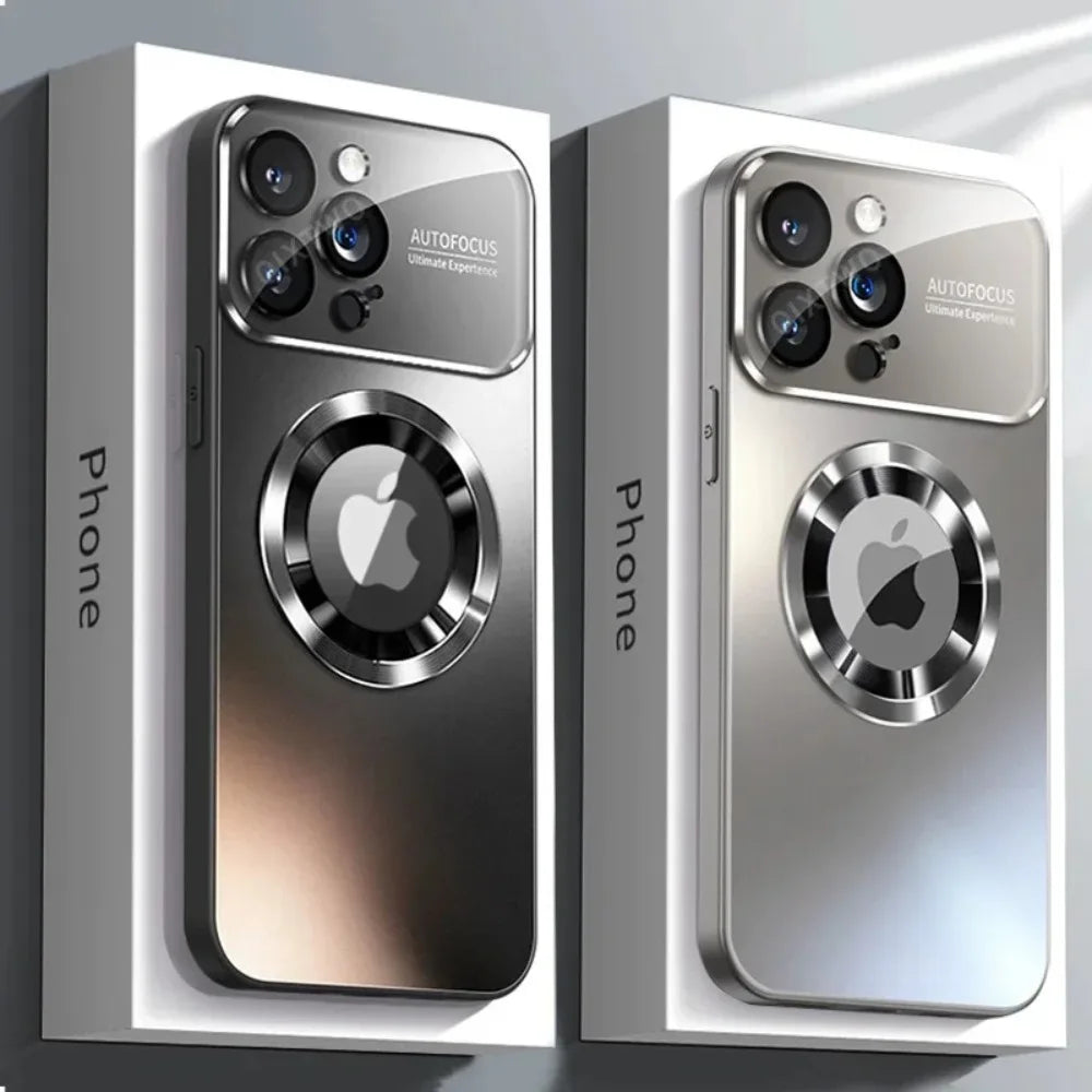 Luxury Glass Camera For Magesafe Magnetic Wireless Charge Case For iPhone 17 16 13 14 15 12 18 Pro Max Air Plus Shockproof Cover