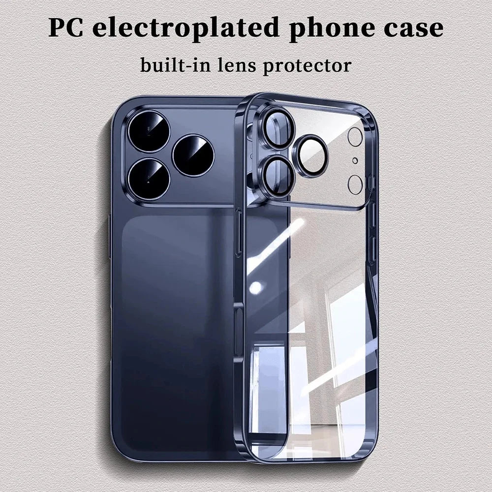 Luxury Plating Transparent Silicone Phone Case for iPhone 17 16 15 14 13 Pro Max 17Pro Shockproof Soft Bumper Clear Cases Cover