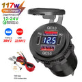 117W USB Car Charger – 4 Ports with Voltmeter