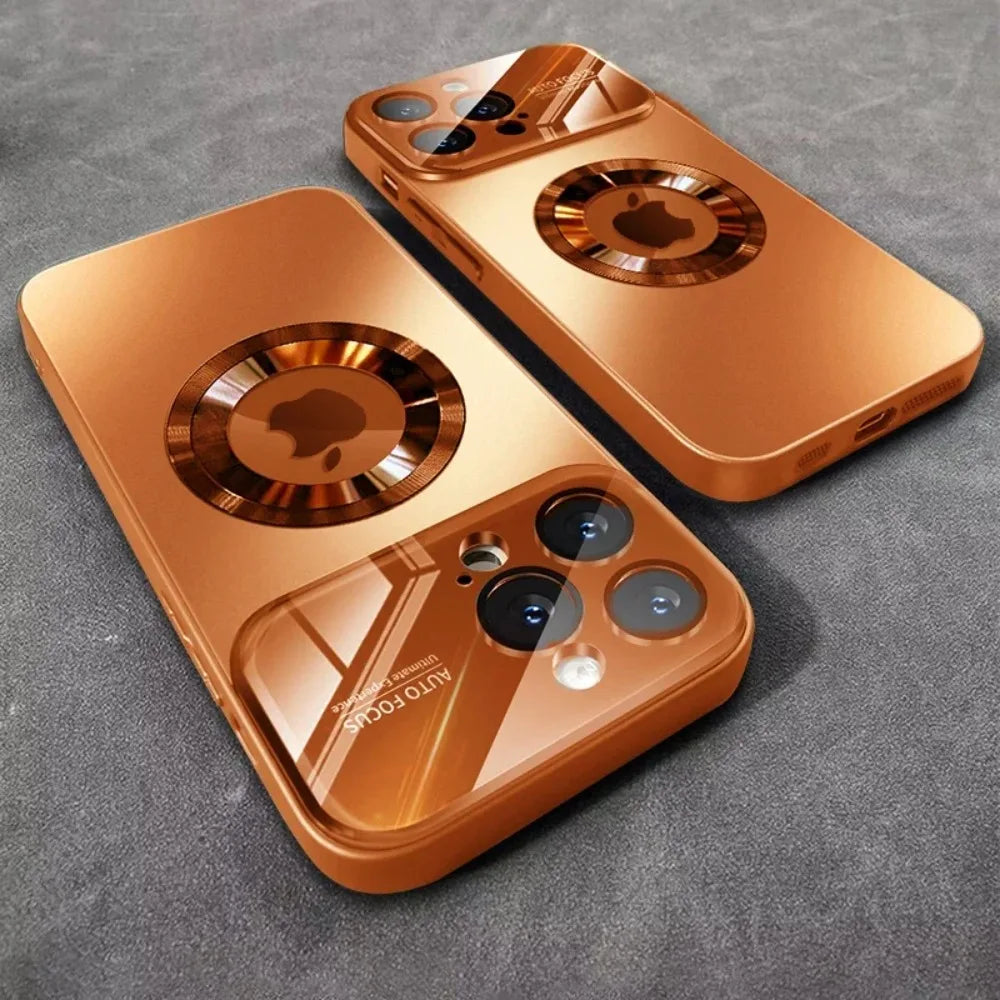 Luxury Glass Camera For Magesafe Magnetic Wireless Charge Case For iPhone 17 16 13 14 15 12 18 Pro Max Air Plus Shockproof Cover